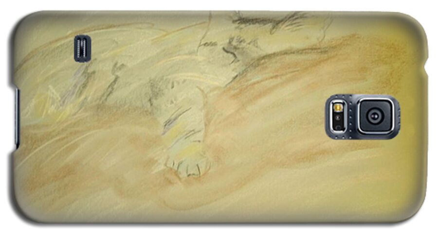 Cat Galaxy S5 Case featuring the pastel Cat sketch by Samantha Lusby