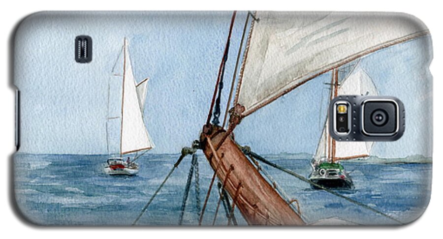 Aj Meerwald Galaxy S5 Case featuring the painting Chasing the North Wind by Nancy Patterson