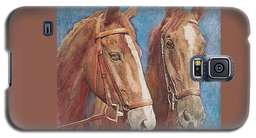 Horse Galaxy S5 Case featuring the painting Chestnut Pals by Richard James Digance
