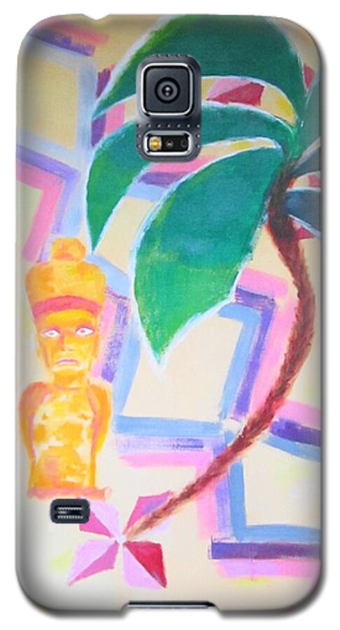 Painting On Canvas Galaxy S5 Case featuring the painting Easter Island by Karen Francis