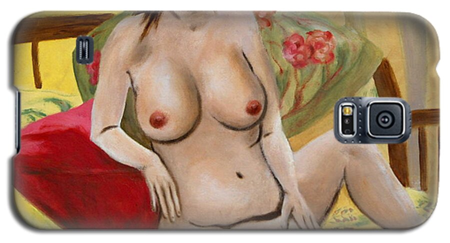 Original Oil Galaxy S5 Case featuring the painting Fine Art Female Nude Seated 2010 by G Linsenmayer