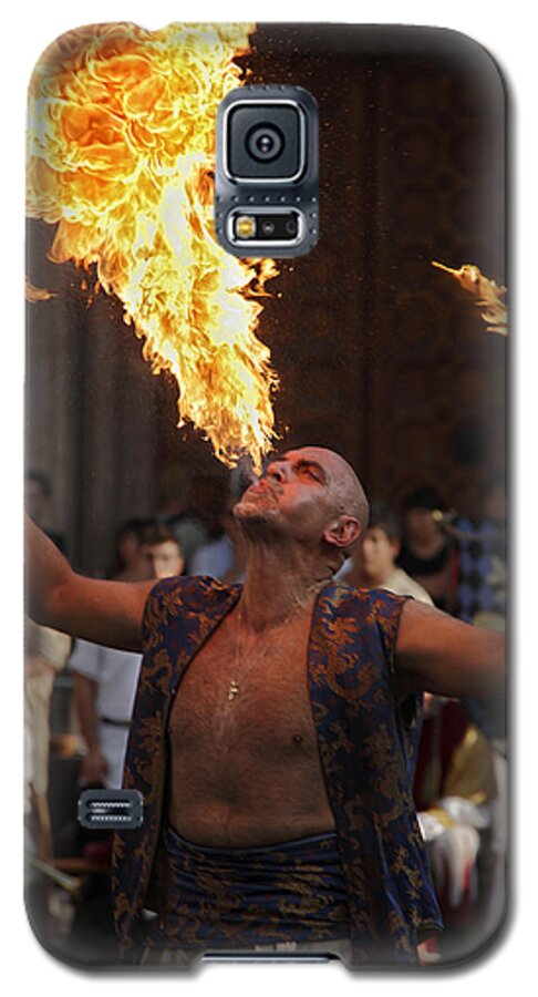 Fire Galaxy S5 Case featuring the photograph Fire eater by Raffaella Lunelli