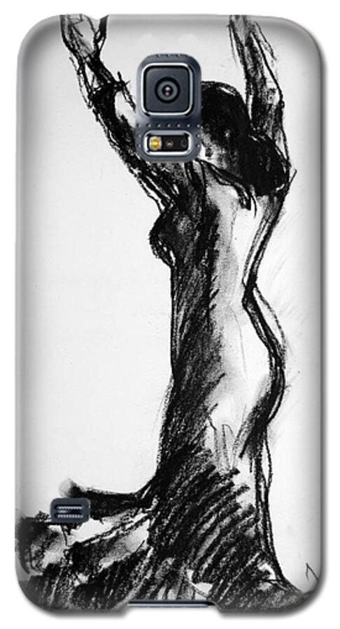 Flamenco Sketch Galaxy S5 Case featuring the drawing Flamenco Sketch 3 by Mona Edulesco