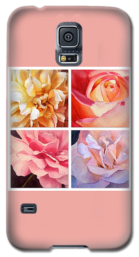 Jan Lawnikanis Galaxy S5 Case featuring the painting Heart of a Rose Collage by Jan Lawnikanis