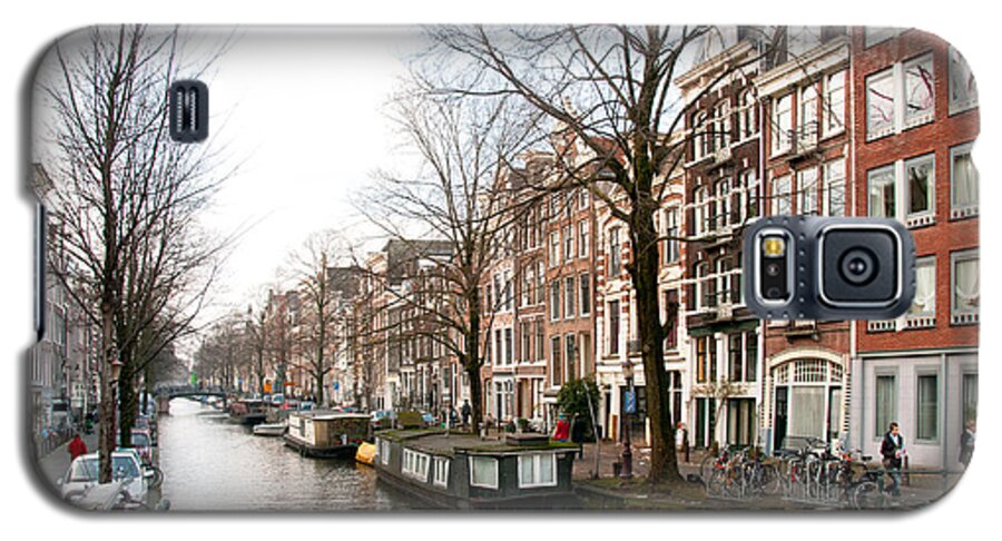 Along The River Galaxy S5 Case featuring the digital art Homes Along the Canal in Amsterdam by Carol Ailles