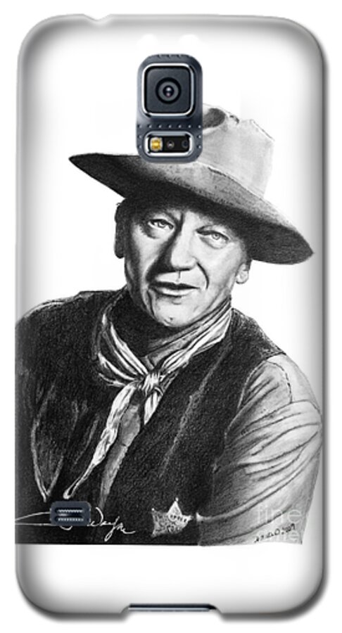 Graphite Galaxy S5 Case featuring the drawing John Wayne Sheriff by Marianne NANA Betts