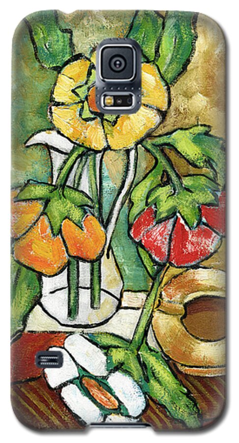 Flower Galaxy S5 Case featuring the painting Large Flowers by Rachel Hershkovitz