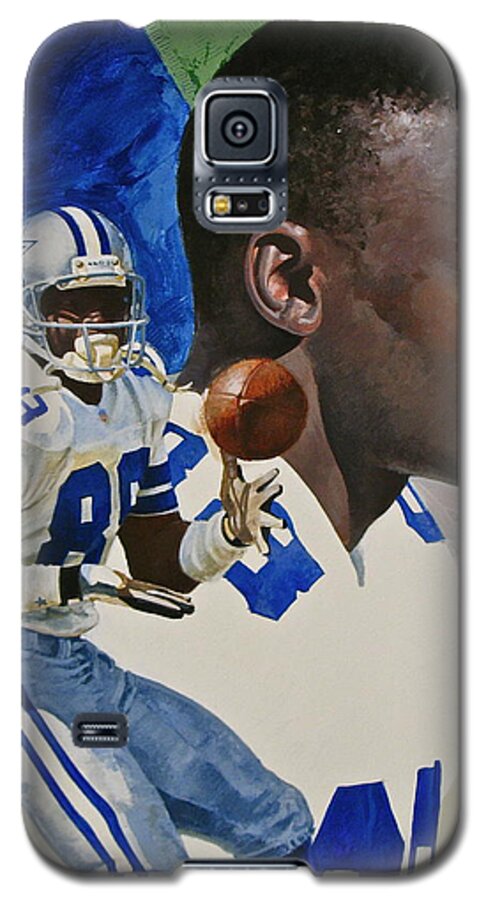 Acrylic Galaxy S5 Case featuring the painting Michael Irvin by Cliff Spohn