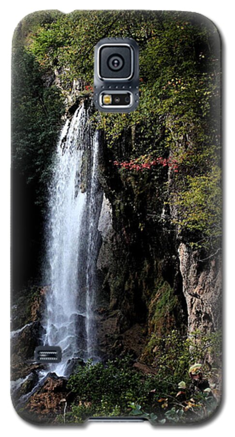 Mountain Galaxy S5 Case featuring the painting Mountain Waterfall by Karen Harrison Brown
