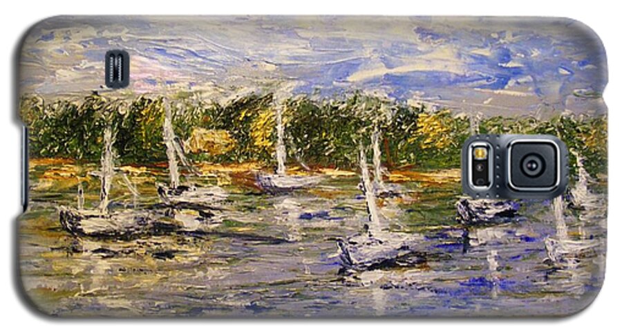 Boats Galaxy S5 Case featuring the painting Newport Views by Karen Ferrand Carroll
