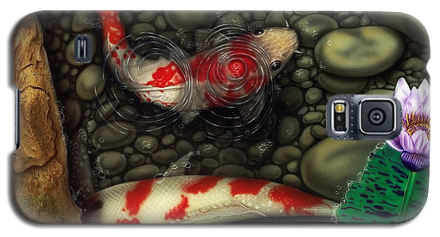 Koi Fish Galaxy S5 Case featuring the painting One Fish Two Fish by Dan Menta
