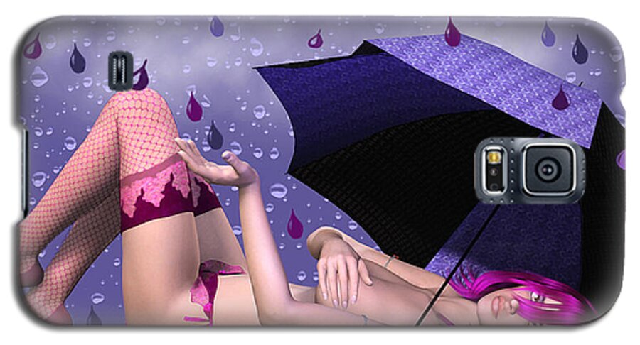 3d Galaxy S5 Case featuring the digital art Purple Rain by Jutta Maria Pusl