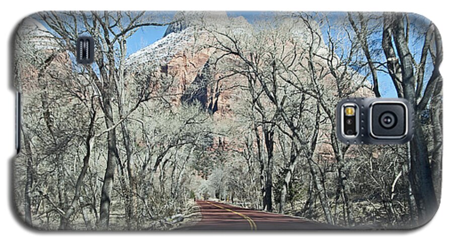 Zion National Park Galaxy S5 Case featuring the photograph Road through Zion Canyon by Bob and Nancy Kendrick