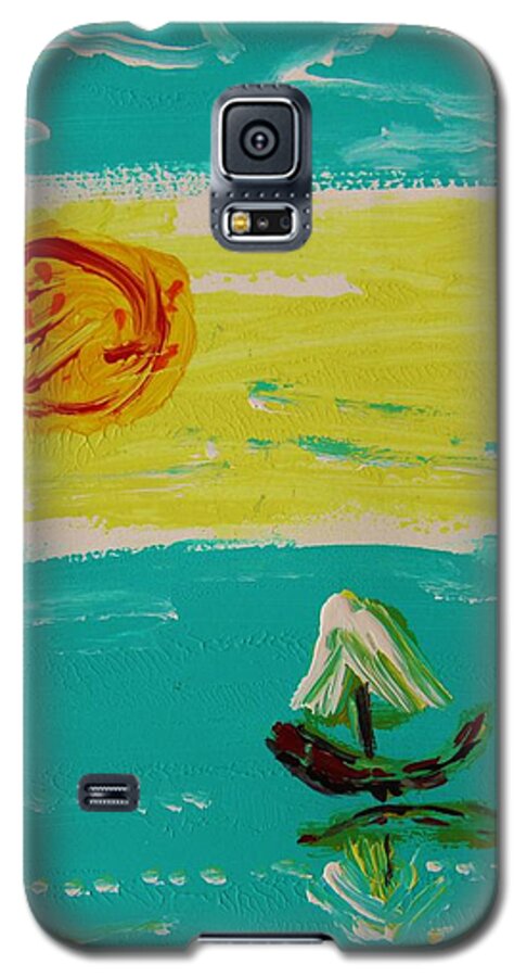 Sailing Galaxy S5 Case featuring the painting Sail and Hot Sun by Mary Carol Williams