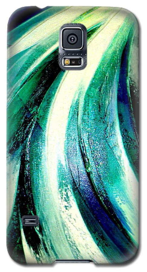 Waterfall.light.mountain Galaxy S5 Case featuring the painting Sunshine in waterfall by Kumiko Mayer