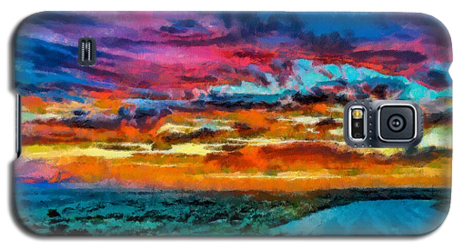 Taos Galaxy S5 Case featuring the digital art Taos sunset IV WC by Charles Muhle