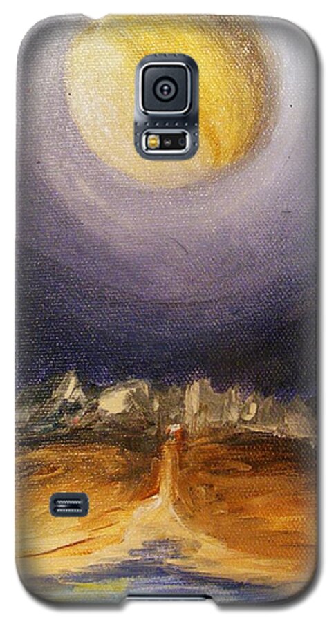 Tarot Galaxy S5 Case featuring the painting the Moon by Karen Ferrand Carroll
