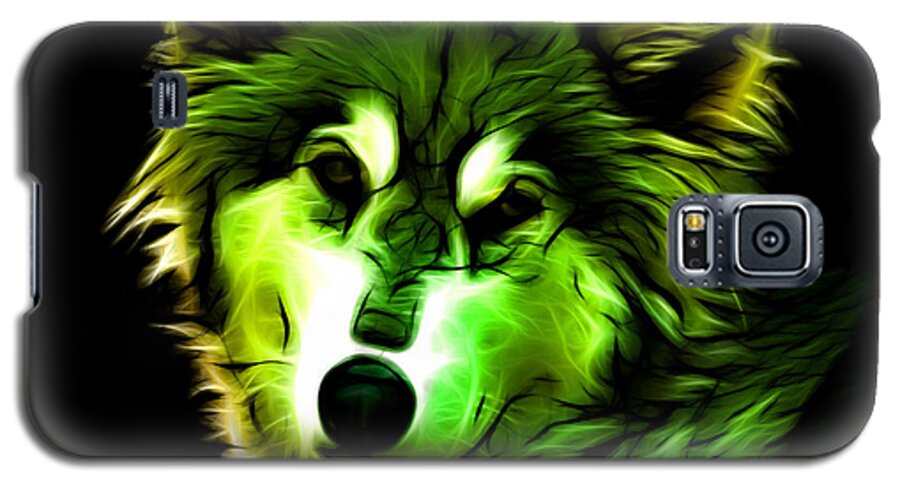 Wolf Galaxy S5 Case featuring the digital art Wolf - Green by James Ahn