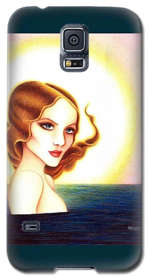 Woman Galaxy S5 Case featuring the drawing August Honey by Danielle R T Haney
