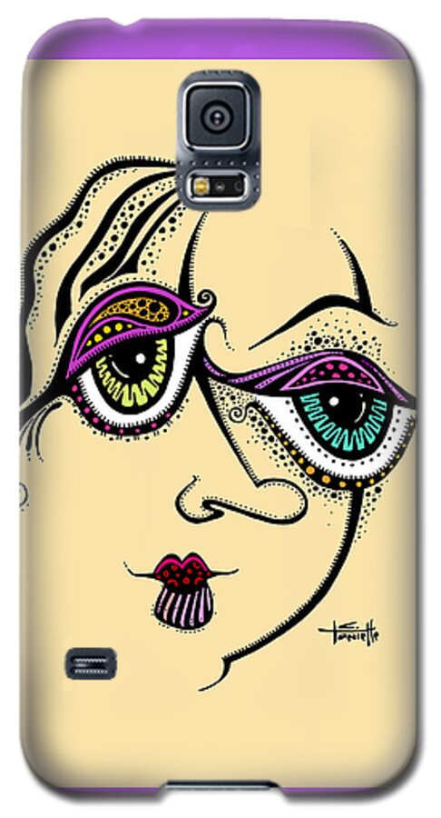 Color Added To Black And White Drawing Of Girl Galaxy S5 Case featuring the painting Beauty in Imperfection #1 by Tanielle Childers