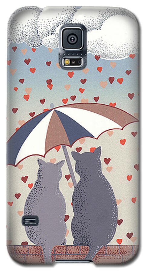Cats Artwork Galaxy S5 Case featuring the mixed media Cats in Love #1 by Anne Gifford