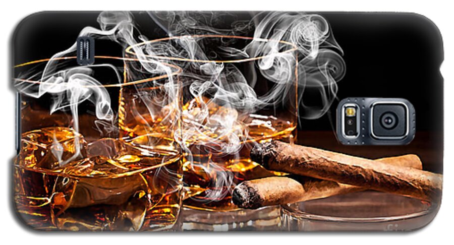 Cigar Galaxy S5 Case featuring the mixed media Cigar and Alcohol Collection #1 by Marvin Blaine