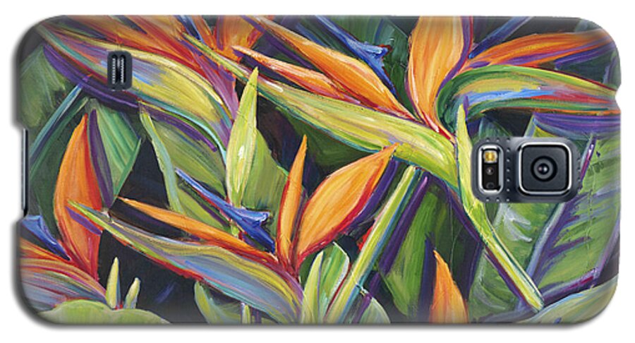 Acrylic Galaxy S5 Case featuring the painting Dancing Birds #1 by Patti Bruce - Printscapes