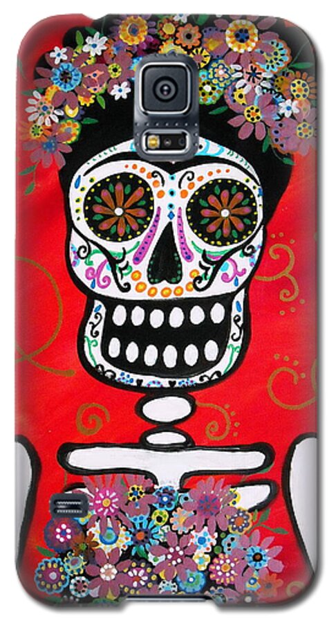 Dia Galaxy S5 Case featuring the painting Frida Dia De Los Muertos #1 by Pristine Cartera Turkus