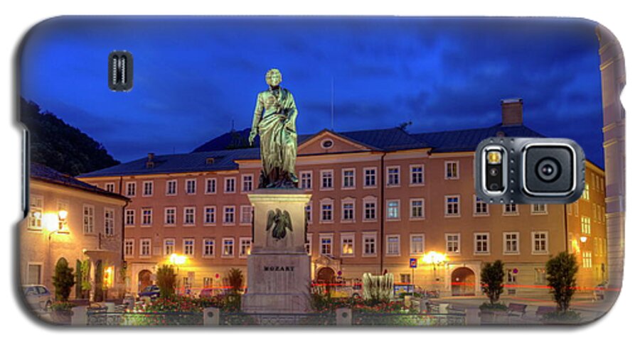 Mozart Galaxy S5 Case featuring the photograph Mozart statue in Mozartplatz, Salzburg, Austria #1 by Elenarts - Elena Duvernay photo