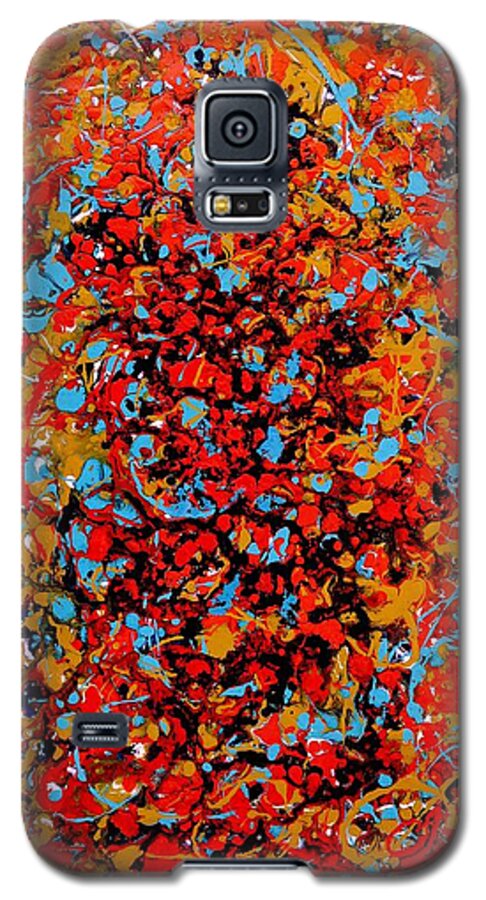 Red Galaxy S5 Case featuring the painting RainDance 1 by Irene Hurdle