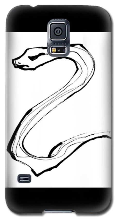 Ink Galaxy S5 Case featuring the drawing Serpent by Daniel Schubarth