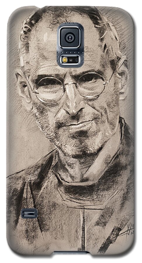 Steve Jobs Galaxy S5 Case featuring the drawing Steve Jobs #1 by Ylli Haruni