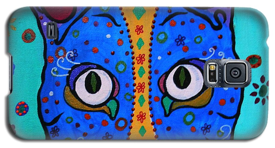 Cat Galaxy S5 Case featuring the painting Talavera Cat #1 by Pristine Cartera Turkus