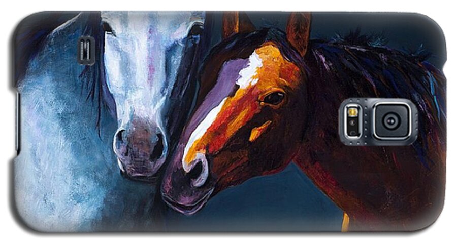 Horses Galaxy S5 Case featuring the painting Unbridled Love by Frances Marino