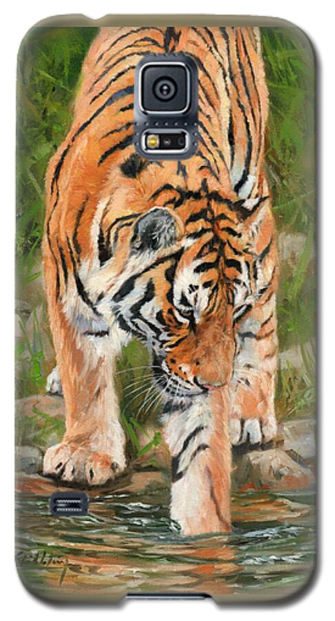Tiger Galaxy S5 Case featuring the painting Amur Tiger #10 by David Stribbling