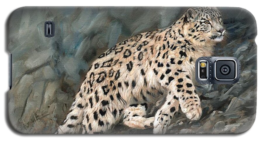 Snow Leopard Galaxy S5 Case featuring the painting Snow Leopard #10 by David Stribbling