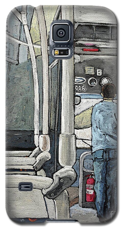 Buses Galaxy S5 Case featuring the painting 107 Bus on a Rainy Day by Reb Frost
