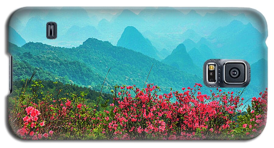 Spring Galaxy S5 Case featuring the photograph Blossoming azalea and mountain scenery #17 by Carl Ning