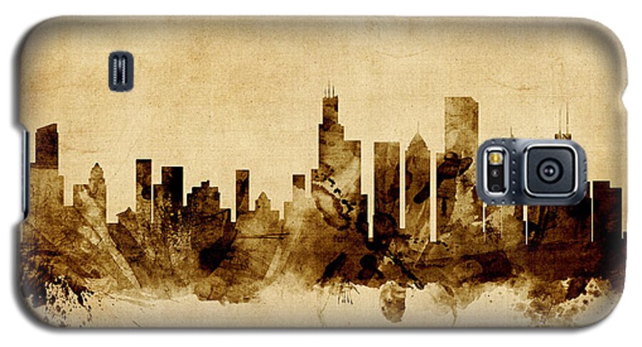 Chicago Galaxy S5 Case featuring the digital art Chicago Illinois Skyline #18 by Michael Tompsett