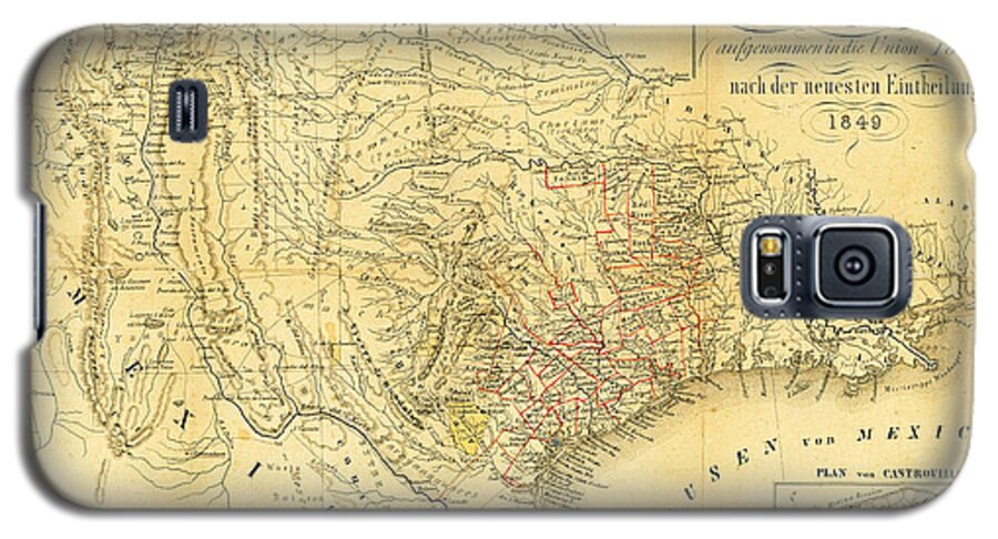 1849 Texas Map Galaxy S5 Case featuring the photograph 1849 Texas Map by Bill Cannon