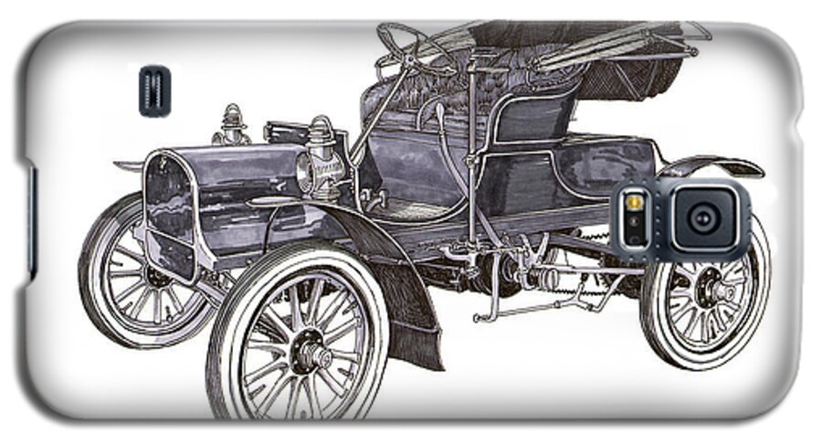 It Was The Sixth Year Of Improvements From Harry Knox's Original Three Wheel Runabout In Galaxy S5 Case featuring the drawing 1906 Knox Model F 3 Surry by Jack Pumphrey