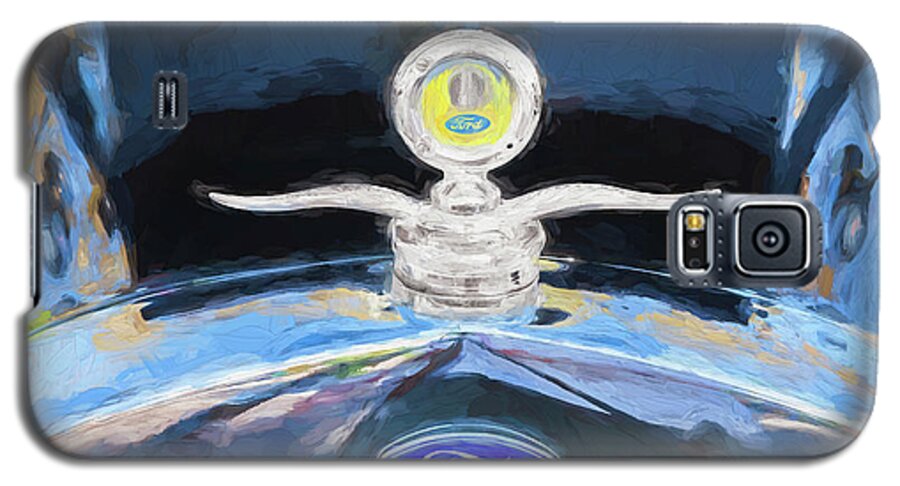 1929 Ford Model A Galaxy S5 Case featuring the photograph 1929 Ford Model A Hood Ornament Painted by Rich Franco
