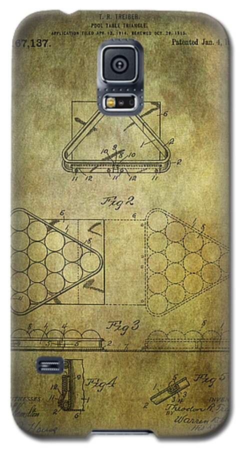 Pool Table Galaxy S5 Case featuring the photograph Pool table triangle patent from 1915 #2 by Chris Smith