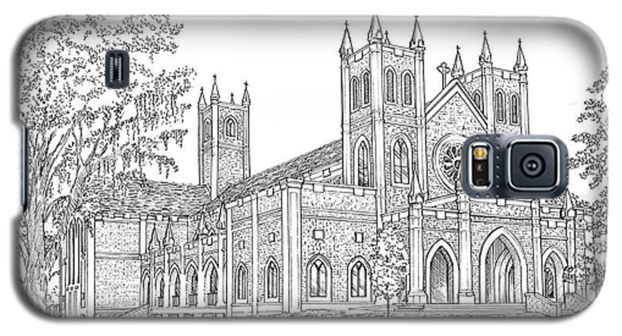  Galaxy S5 Case featuring the drawing St. Peter's Anglican Church #2 by Audrey Peaty