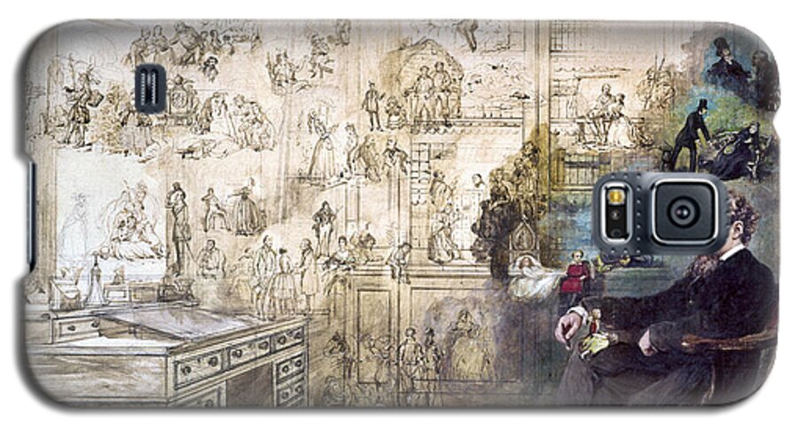 1870s Galaxy S5 Case featuring the painting CHARLES DICKENS - Dickens' Dream by Robert William Buss