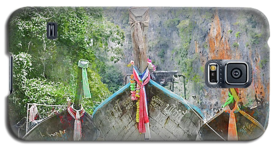 Boat Galaxy S5 Case featuring the photograph Traditional Long Boat in Thailand #3 by Brandon Bourdages