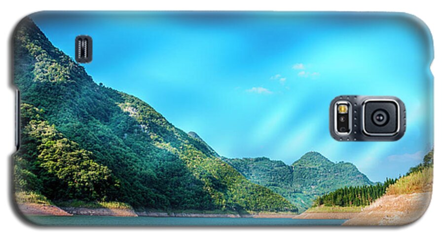 Mountain Galaxy S5 Case featuring the photograph The mountains and reservoir scenery with blue sky #31 by Carl Ning