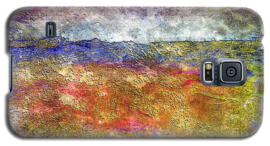 Abstract Galaxy S5 Case featuring the painting 39a Abstract Landscape Sunset over Wildflower Meadow by Ricardos Creations