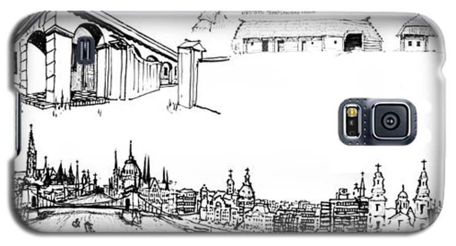 Budapest Sustainability Galaxy S5 Case featuring the drawing 6.50.Hungary-5-detail-f by Charlie Szoradi