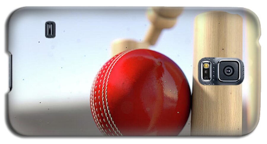 Action Galaxy S5 Case featuring the digital art Cricket Ball Hitting Wickets #7 by Allan Swart